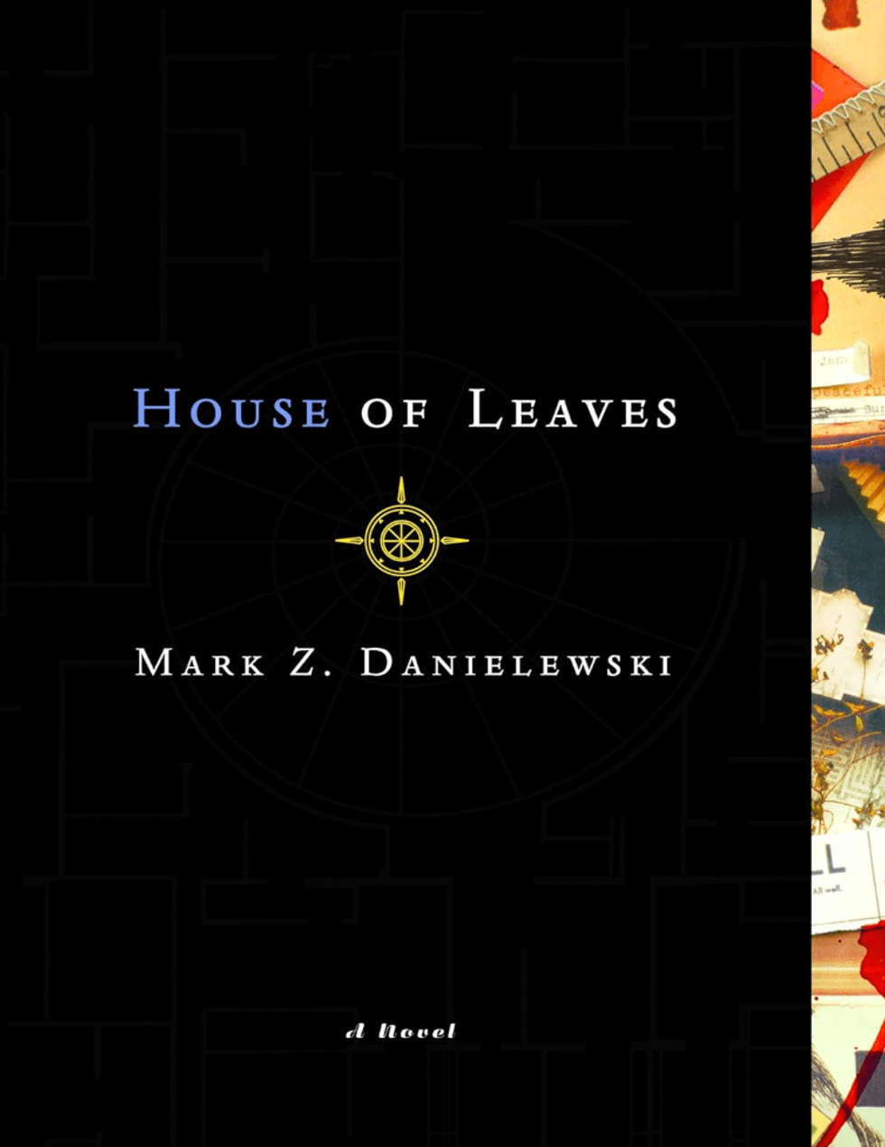 Cover of "House of Leaves" by Mark Z. Danielewski, featuring a black background and compass.