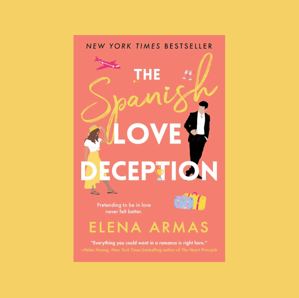 Cover of "The Spanish Love Deception" by Elena Armas with illustrated couple.