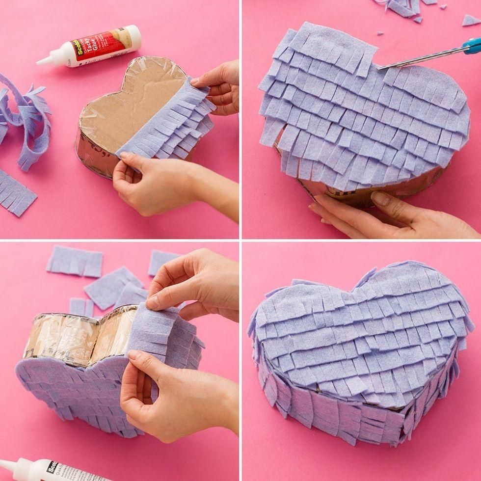 covering the heart with felt to look like a pi\u00f1ata