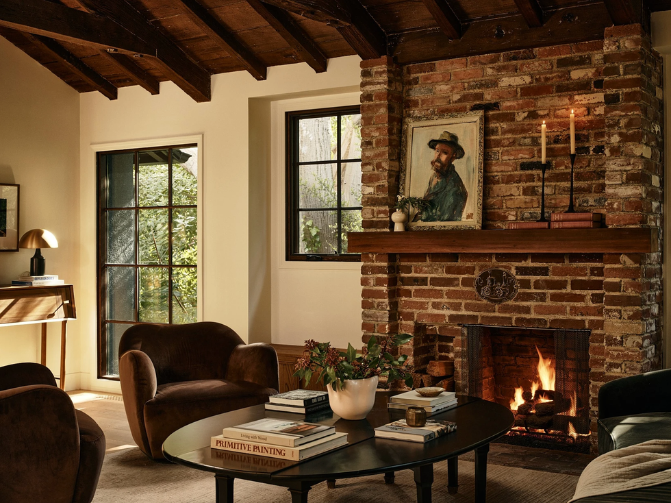cozy living room with fireplace