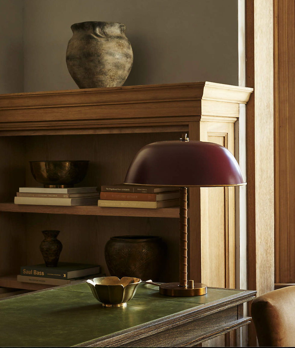 Crate and Barrel Dalton Brown Suede Lamp by Jake Arnold