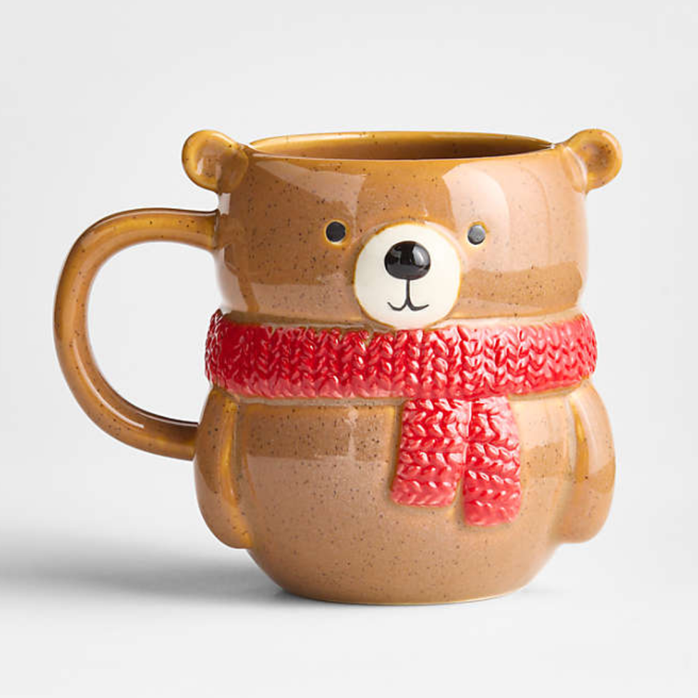 Crate & Barrel Brown Bear Holiday Mug