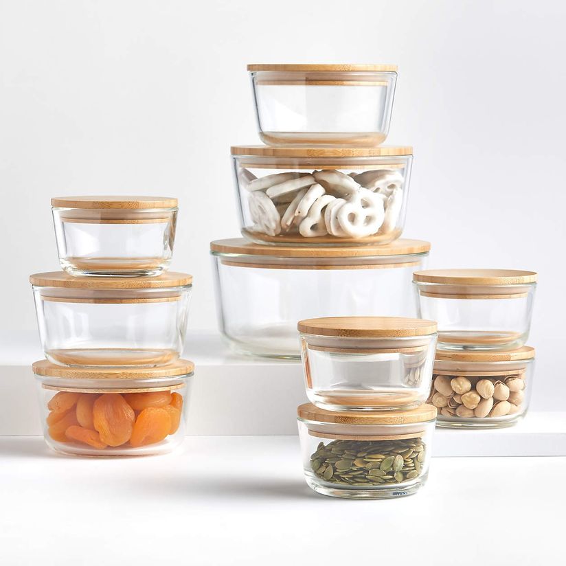 Urban Green Glass Food Container with Bamboo Lid, Glass food storage  Containers with Lids, Glass Meal Prep Containers Set, Glass Food Containers  set