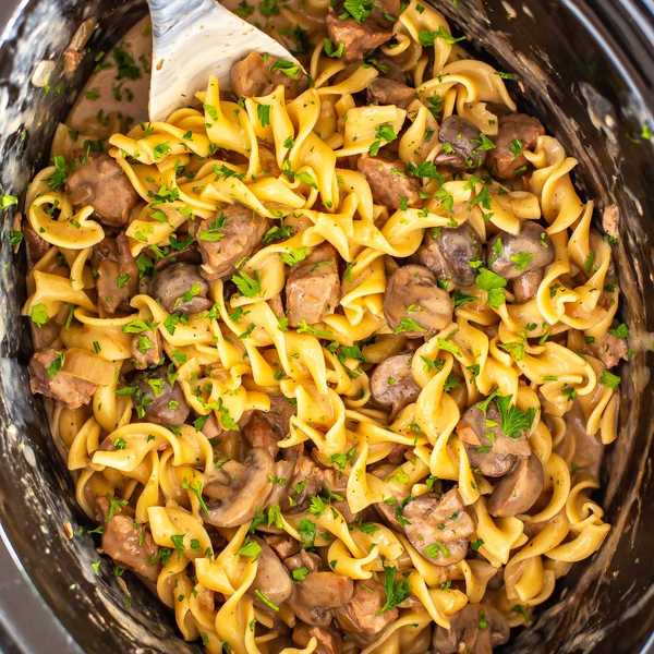 Creamiest Crock Pot Beef Stroganoff