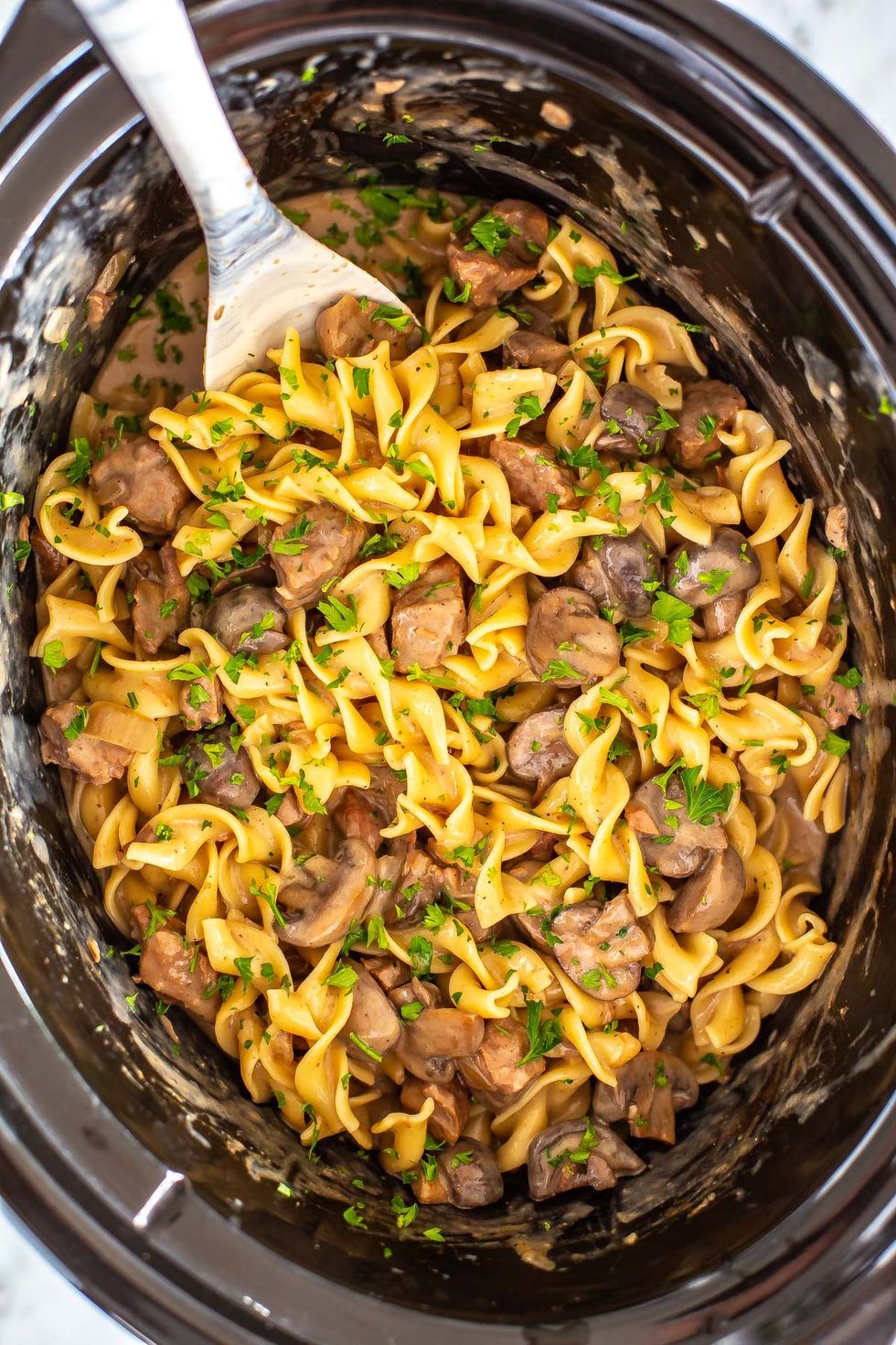 Creamiest Crock Pot Beef Stroganoff