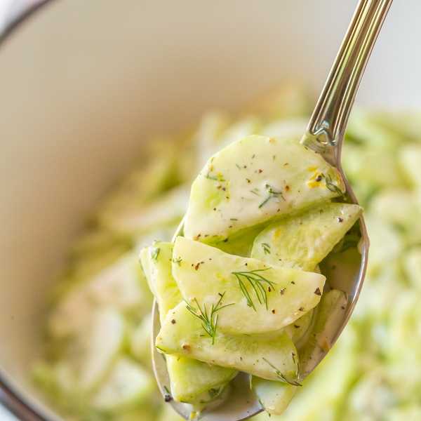 Creamy Cucumber Salad Recipe with Dill