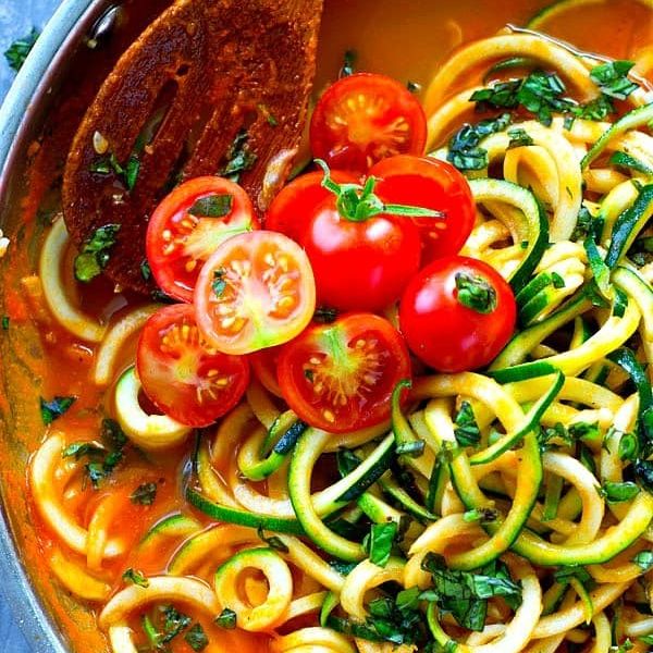 Creamy Heirloom Tomato Basil Zoodles