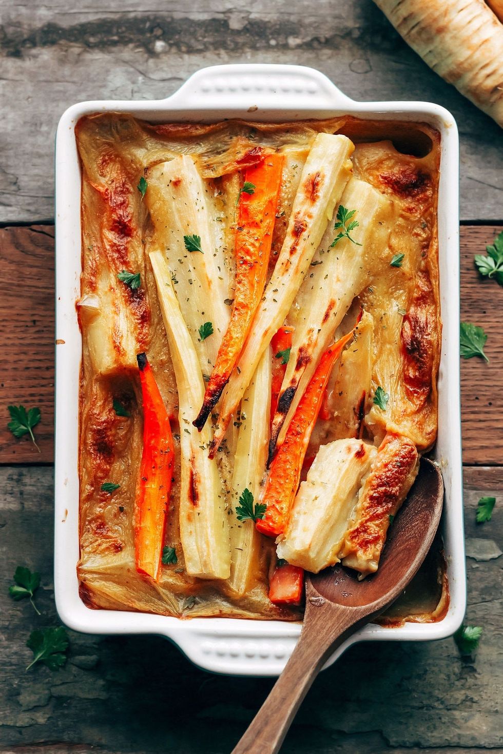 Creamy Parsnip and Carrot Bake