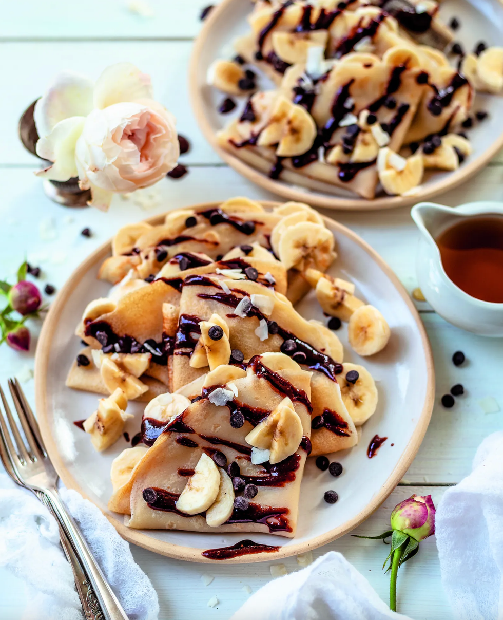 Crepes with Chocolate Hazelnut Spread and Banana