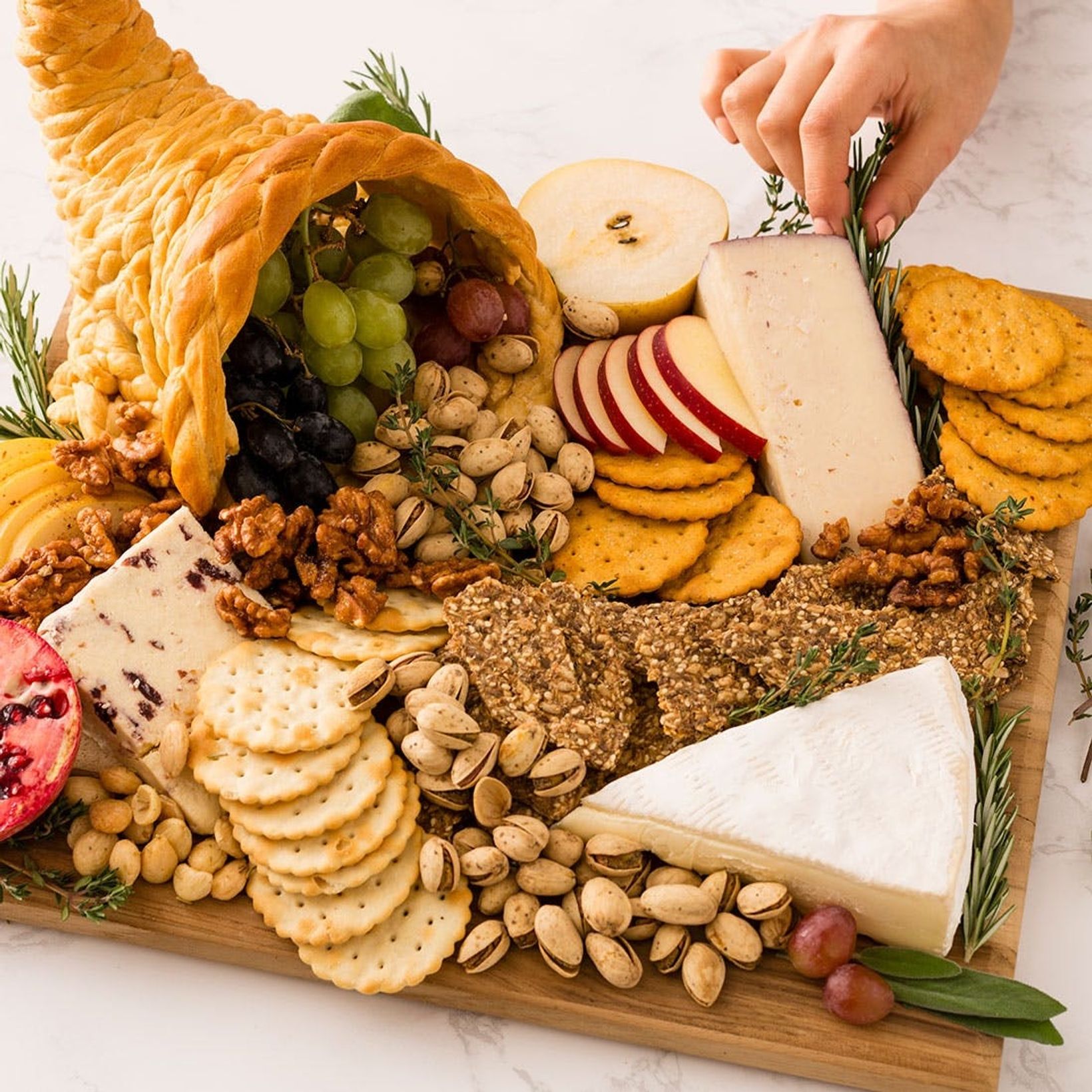 Crescent Roll Cornucopia on cheese plate