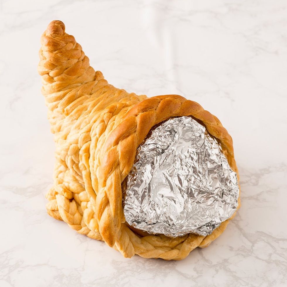 Crescent Roll Cornucopia with tin foil inside