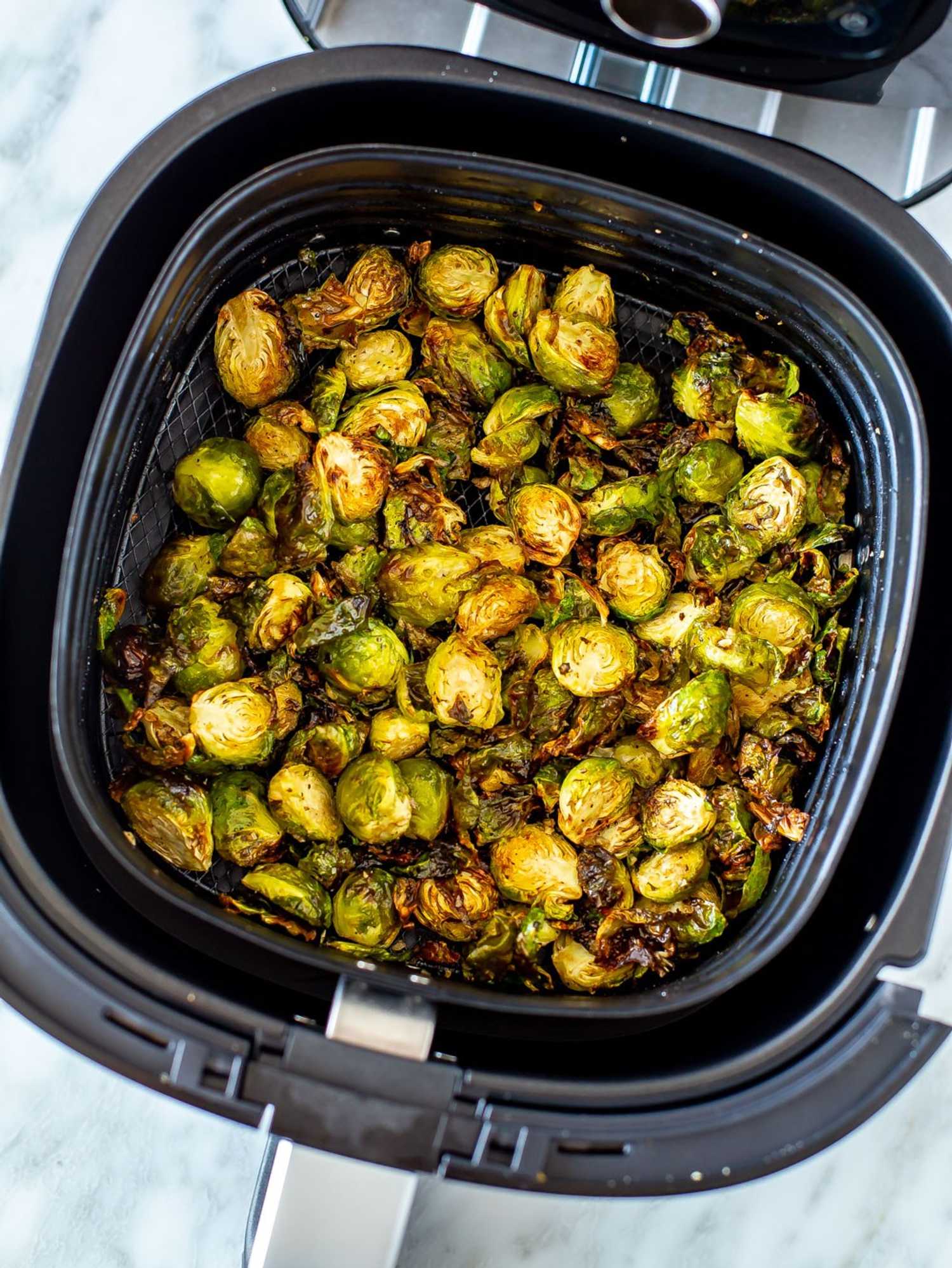 Crispiest Garlic Parm Air Fryer Brussels Sprouts