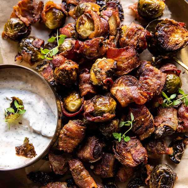 Crispy Bacon Wrapped Parmesan Brussels Sprouts