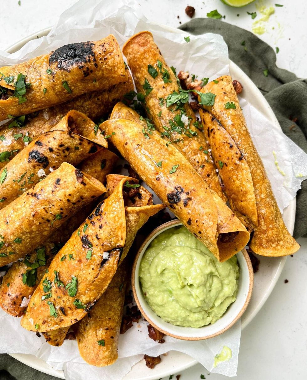 Crispy Baked Vegan Taquitos high protein breakfast