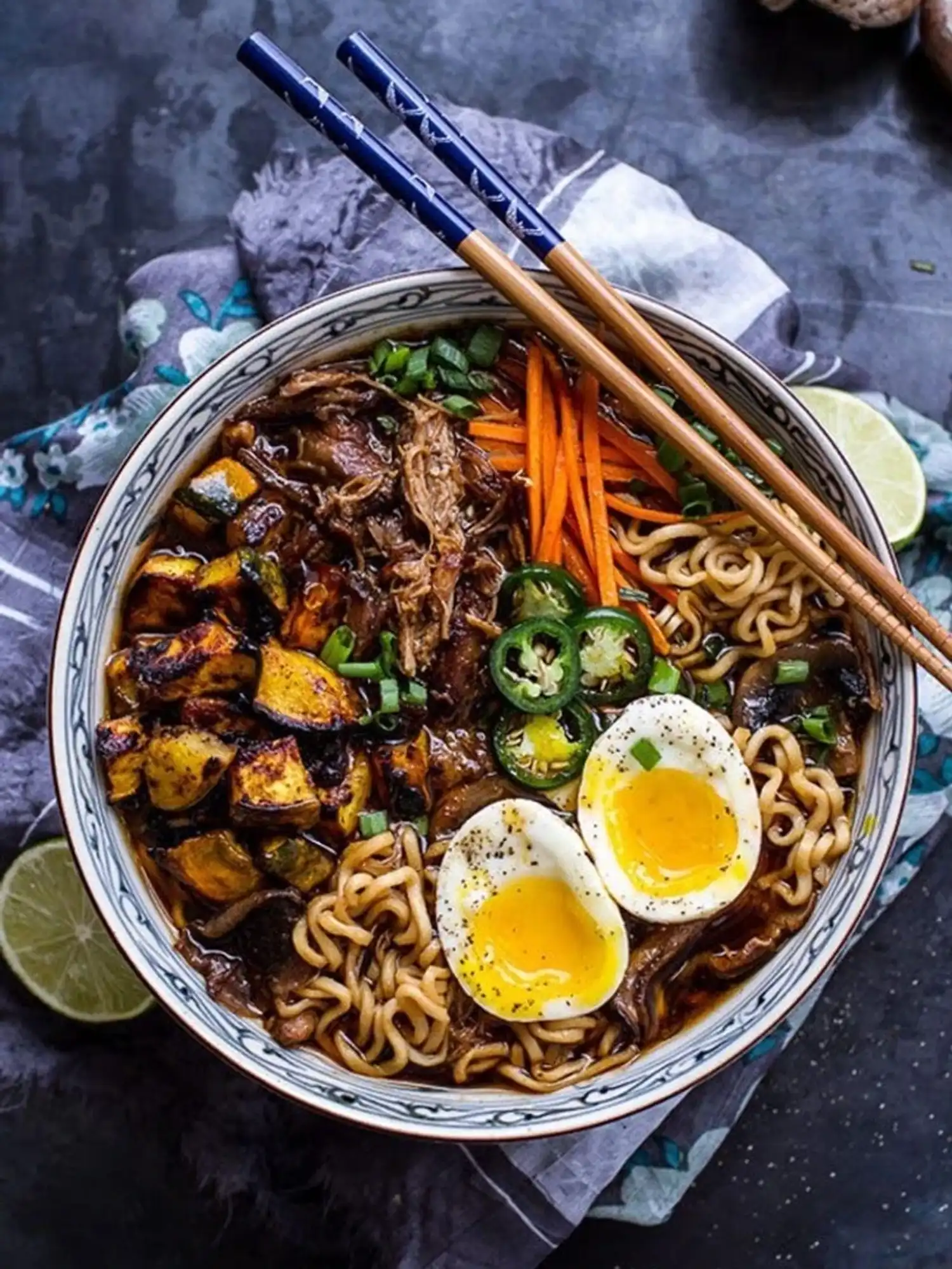crispy caramelized pork ramen noodles
