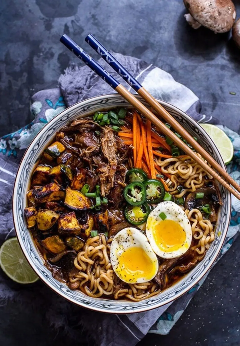 crispy caramelized pork ramen noodles