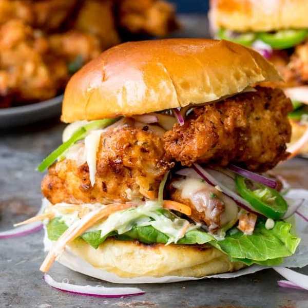 Crispy Chicken Burger with Honey Mustard Coleslaw