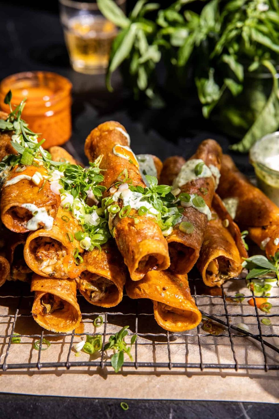 Crispy Jalape\u00f1o Cream Cheese Buffalo Cauliflower Taquitos