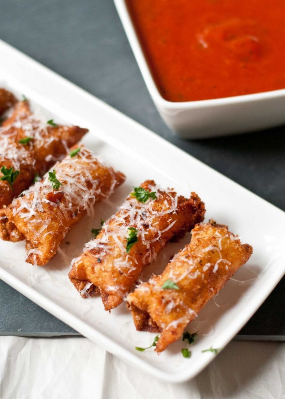 Crispy Wonton Mozzarella Sticks