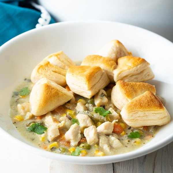 Crock Pot Chicken Pot Pie (With Biscuits)