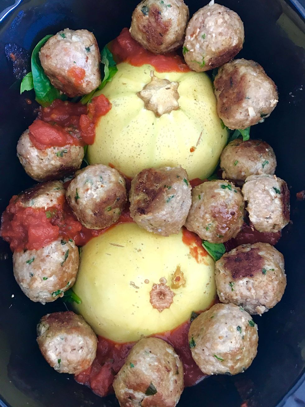 Crock Pot Spaghetti Squash with Turkey Meatballs
