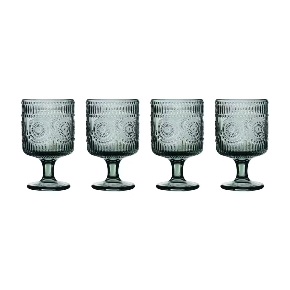 Crofton 4-Pack Embossed Wine Glasses