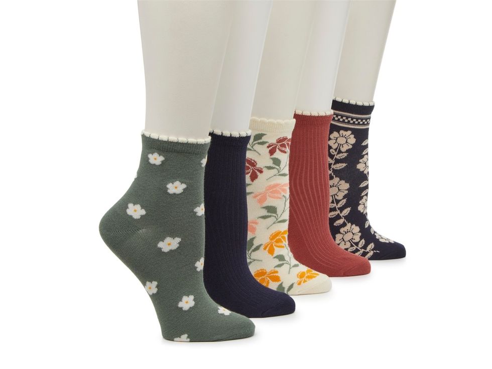Crown Vintage Floral Scalloped Women's Crew Socks