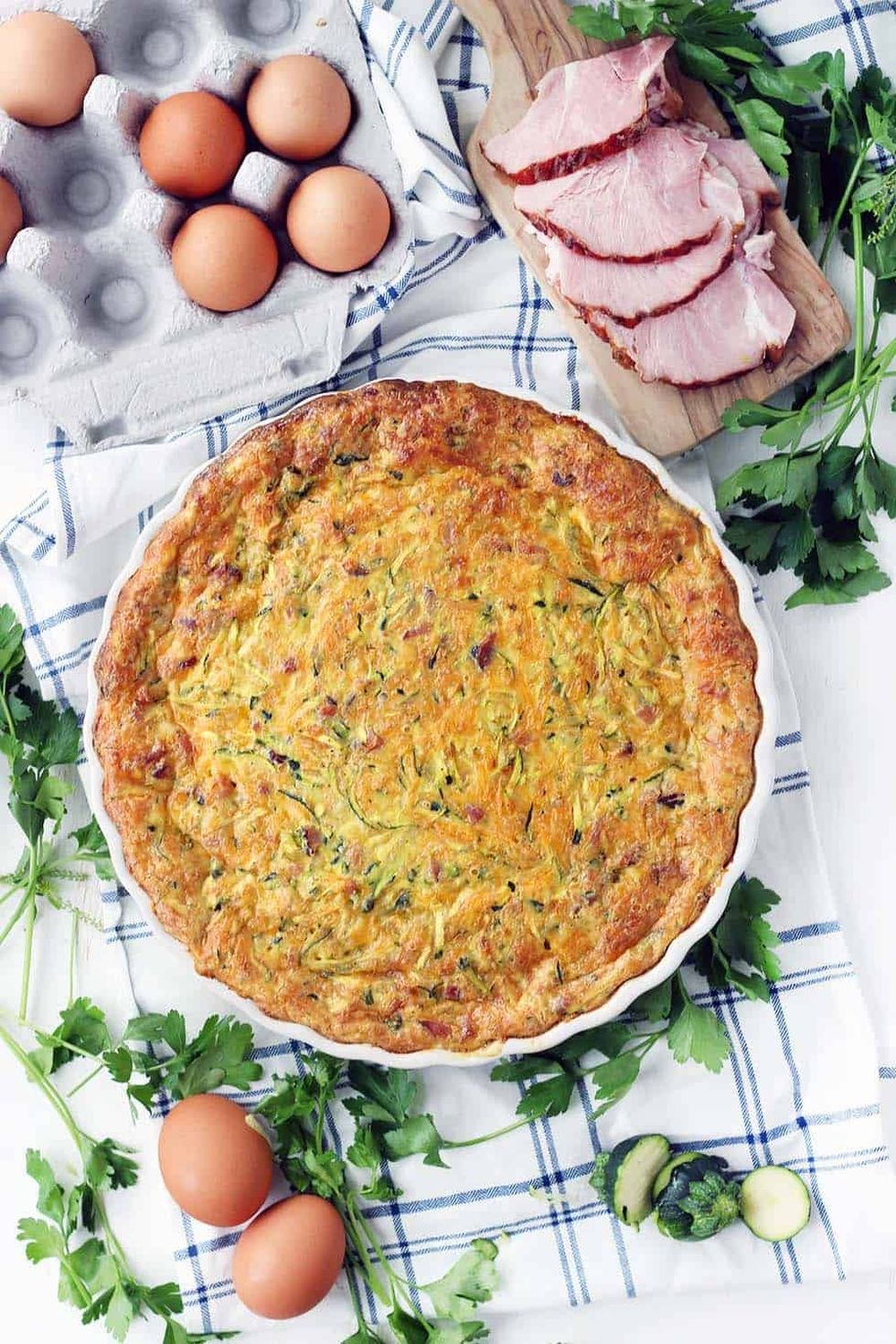 Crustless Ham and Zucchini Quiche