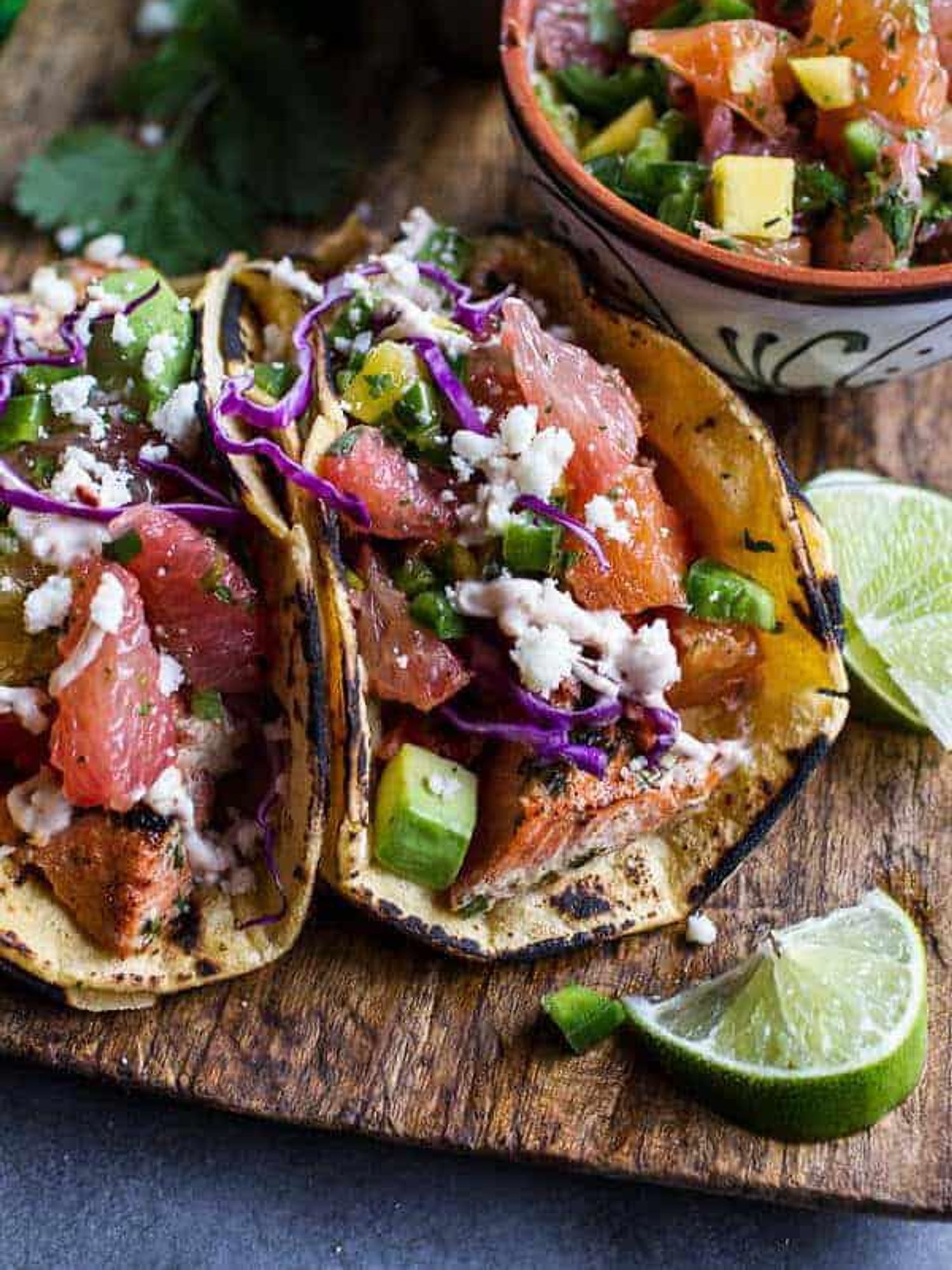 Cuban Fish Tacos With Citrus Mango Slaw and Chipotle Lime Crema