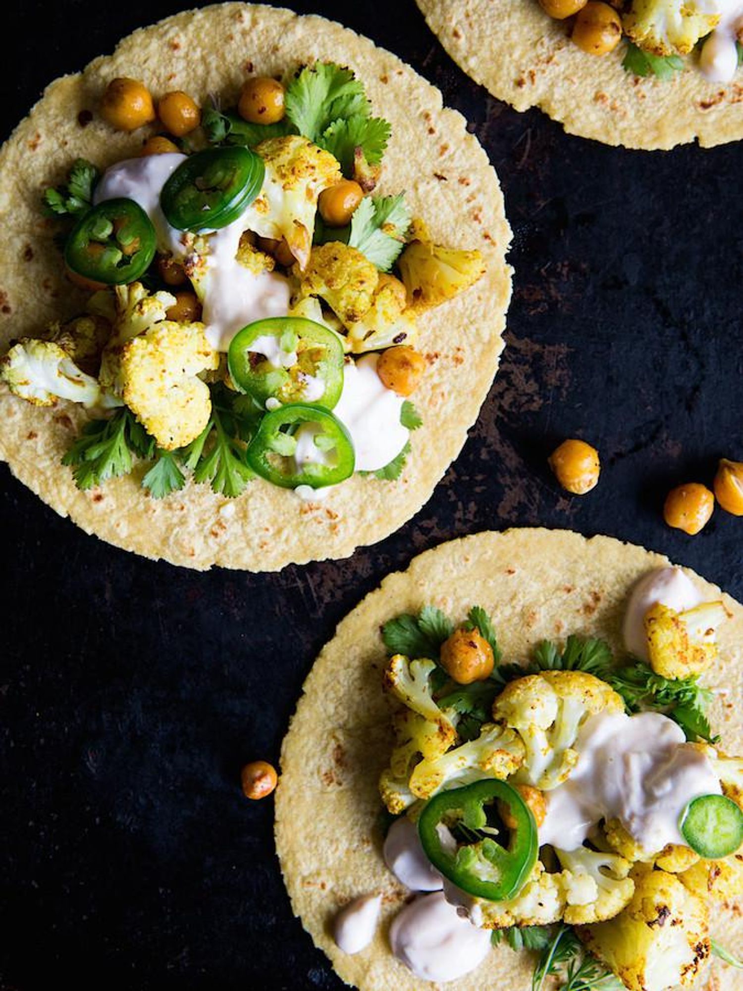 Curry Cauliflower Tacos With a Spicy Raita