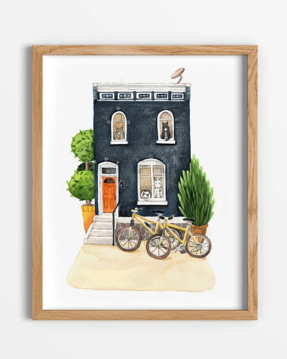 Custom Watercolor House Portrait gifts for parents