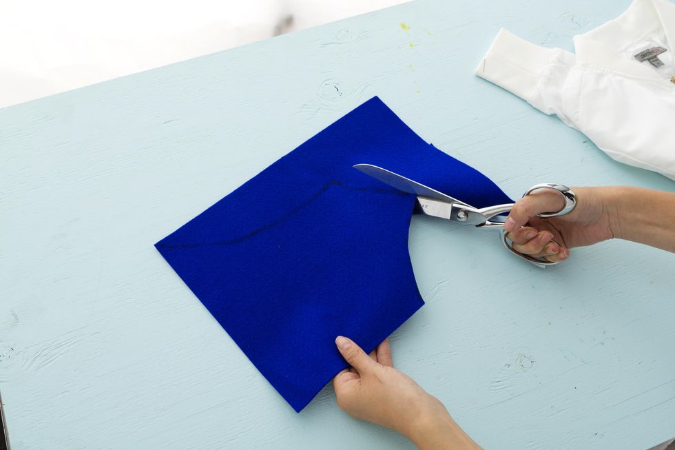 cut blue felt