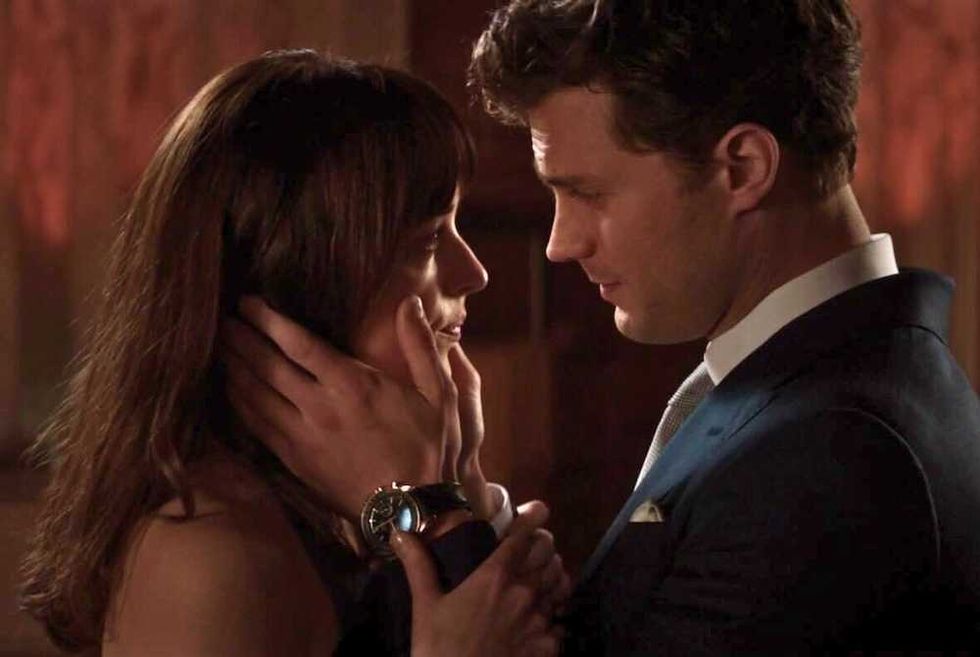 Dakota Johnson and Jamie Dornan in 50 Shades of Grey