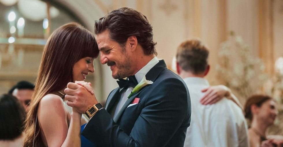 Dakota Johnson and Pedro Pascal in Materialists