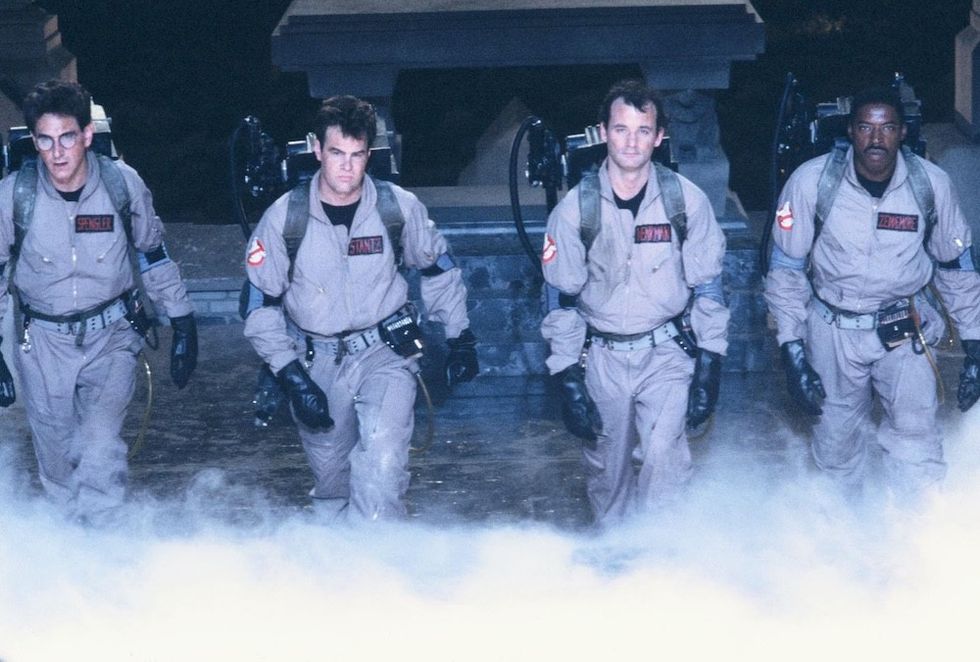 Dan Aykroyd, Bill Murray, Harold Ramis, and Ernie Hudson in Ghostbusters