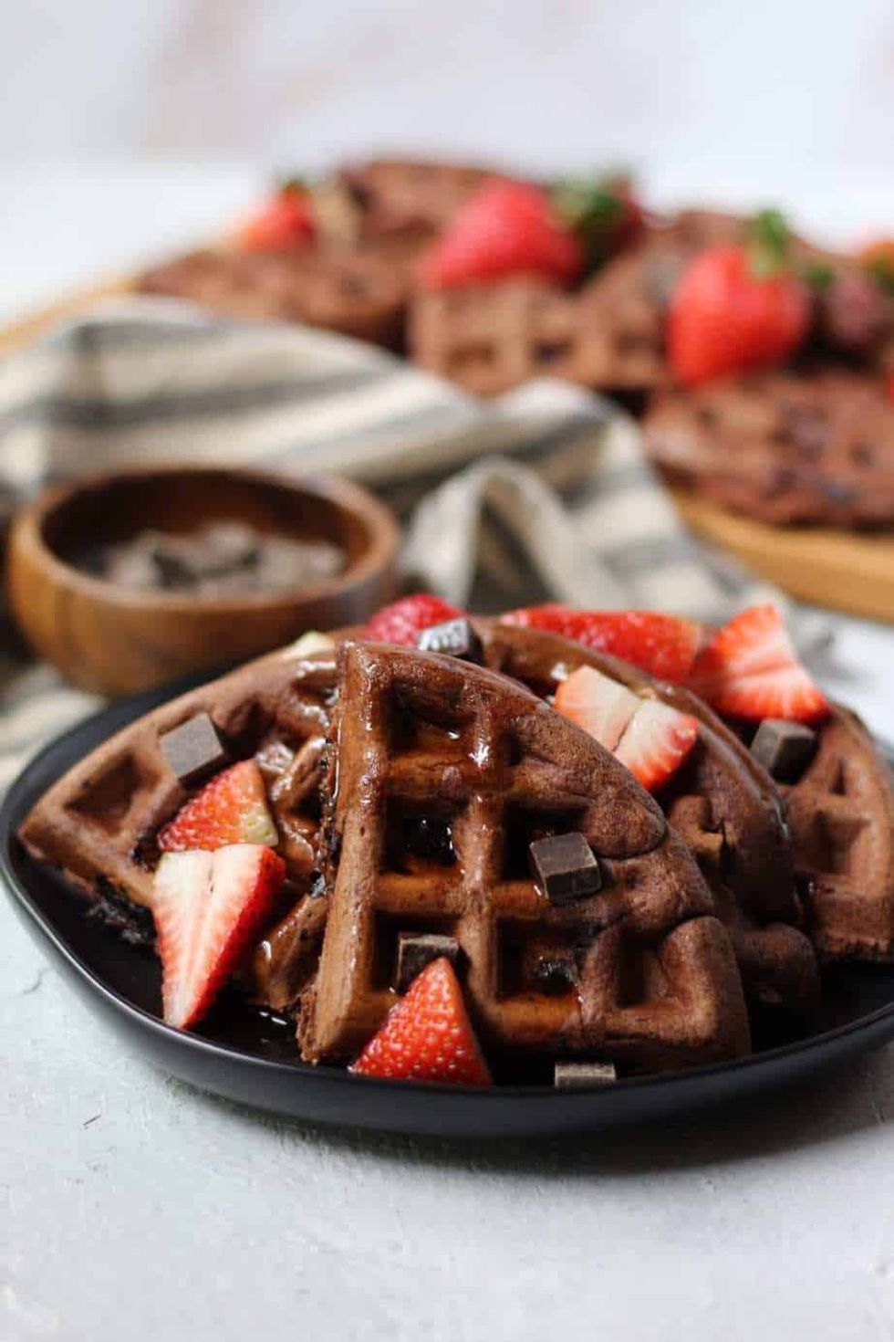 Dark Chocolate Chunk Strawberry Waffles