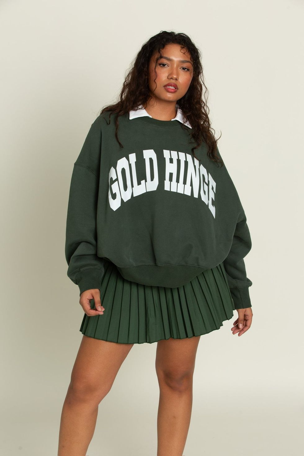 Dark Green Gold Hinge Wide Arm Sweatshirt