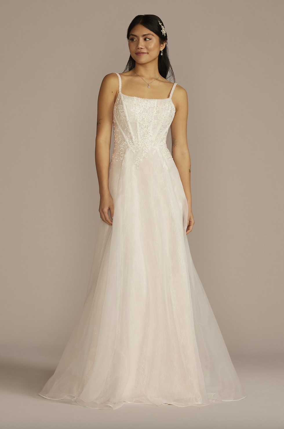 DB Studio Scoop Back Boned Bodice Lace Wedding Dress