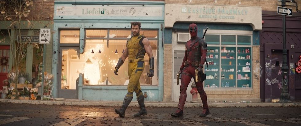 deadpool and wolverine walking in the final fight scene