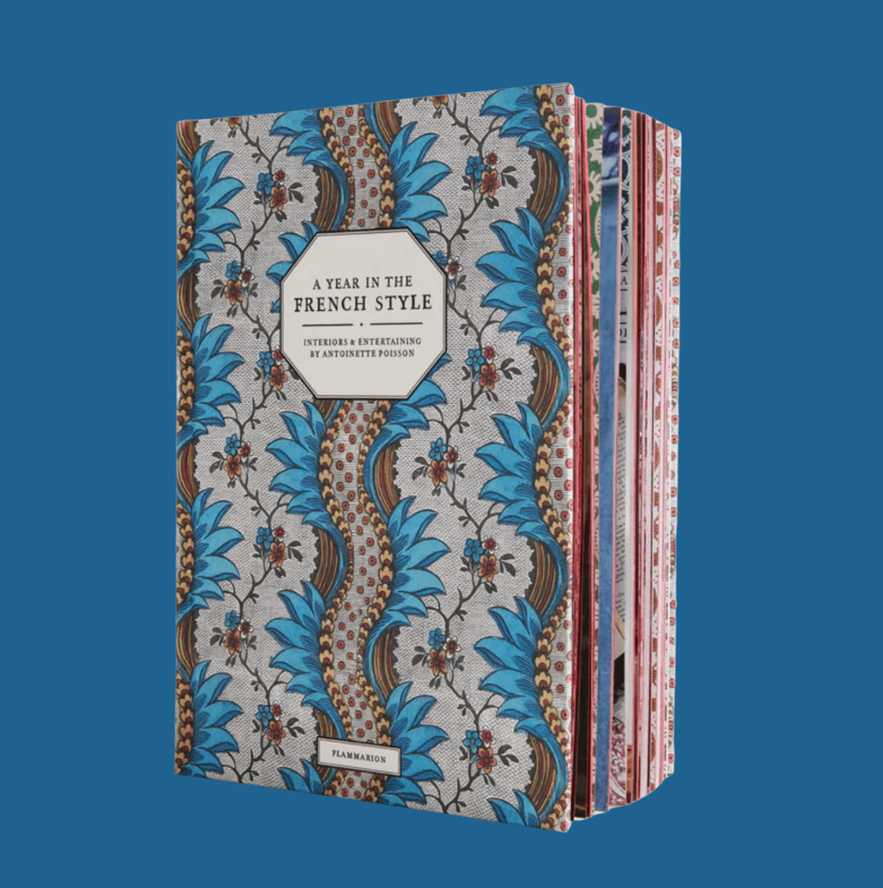 Decorative book cover with floral design, titled "A Year in the French Style."