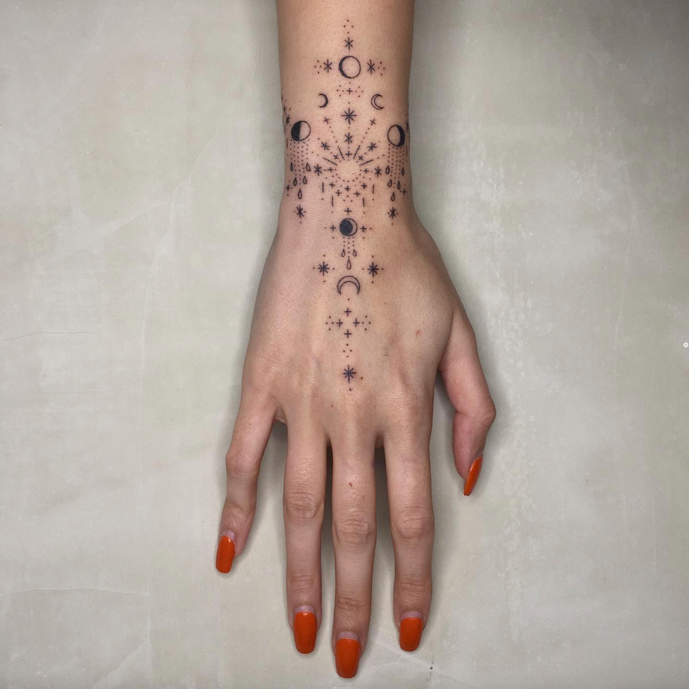 Decorative Wrist and Hand tattoo art