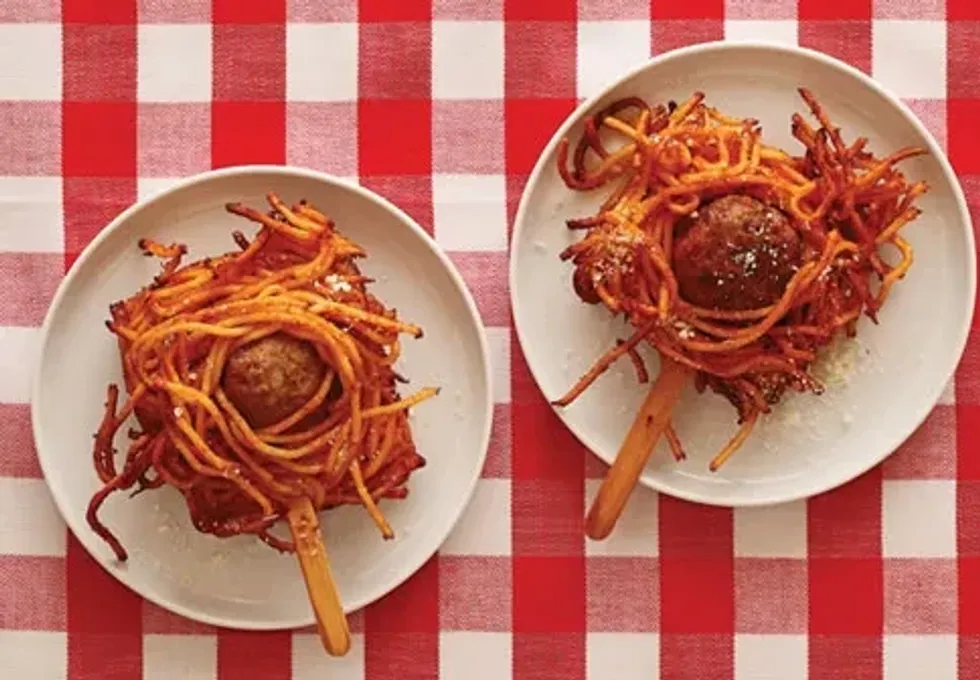 Deep-Fried Spaghetti and Meatballs On-a-Stick