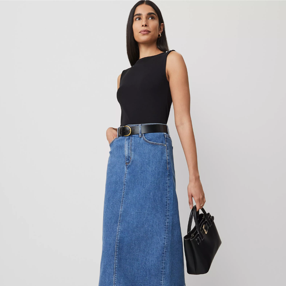 Denim Column Skirt
