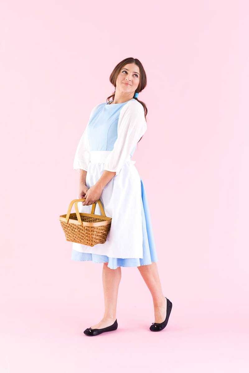 diy belle blue dress costume Joanna Andraos STRAPLESS GOWN WITH SCARF IN BABY BLUE
