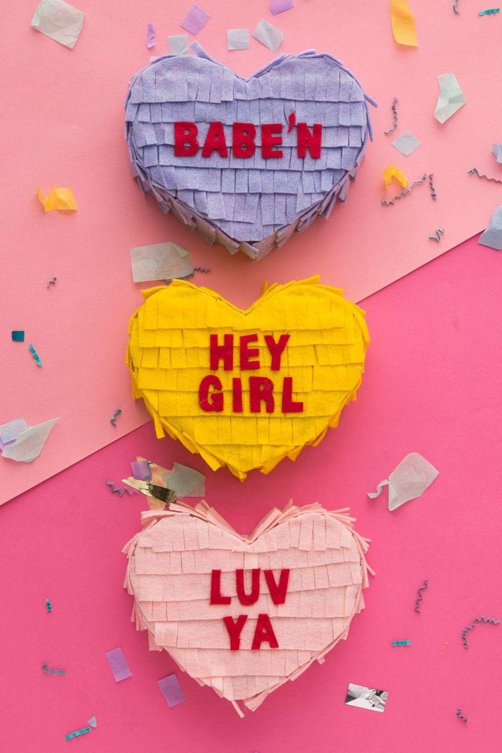 DIY Conversation Heart Care Packages Valentine\u2019s Day Decor Ideas