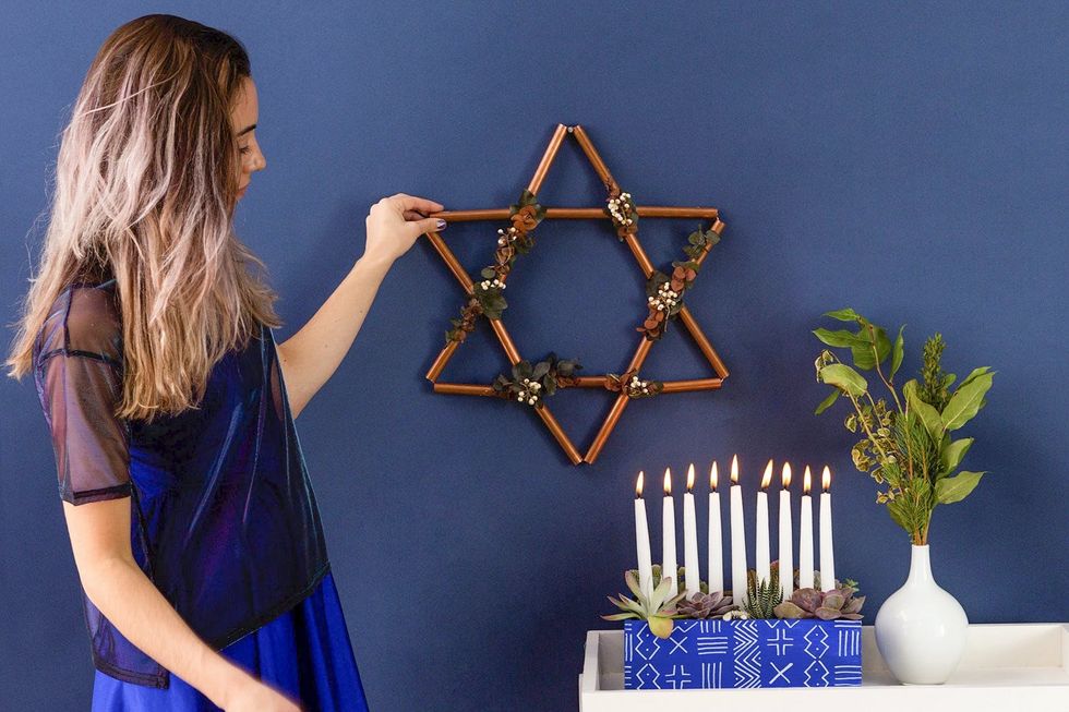DIY Copper Star of David Hanukkah Wreath