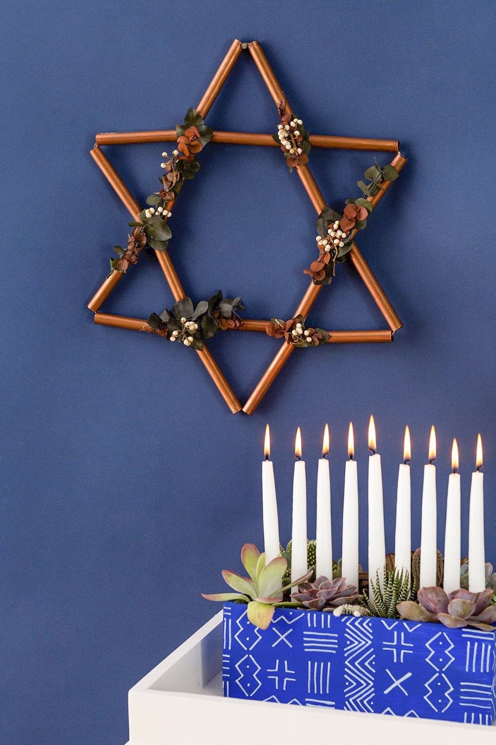 DIY Copper Star of David Hanukkah Wreath
