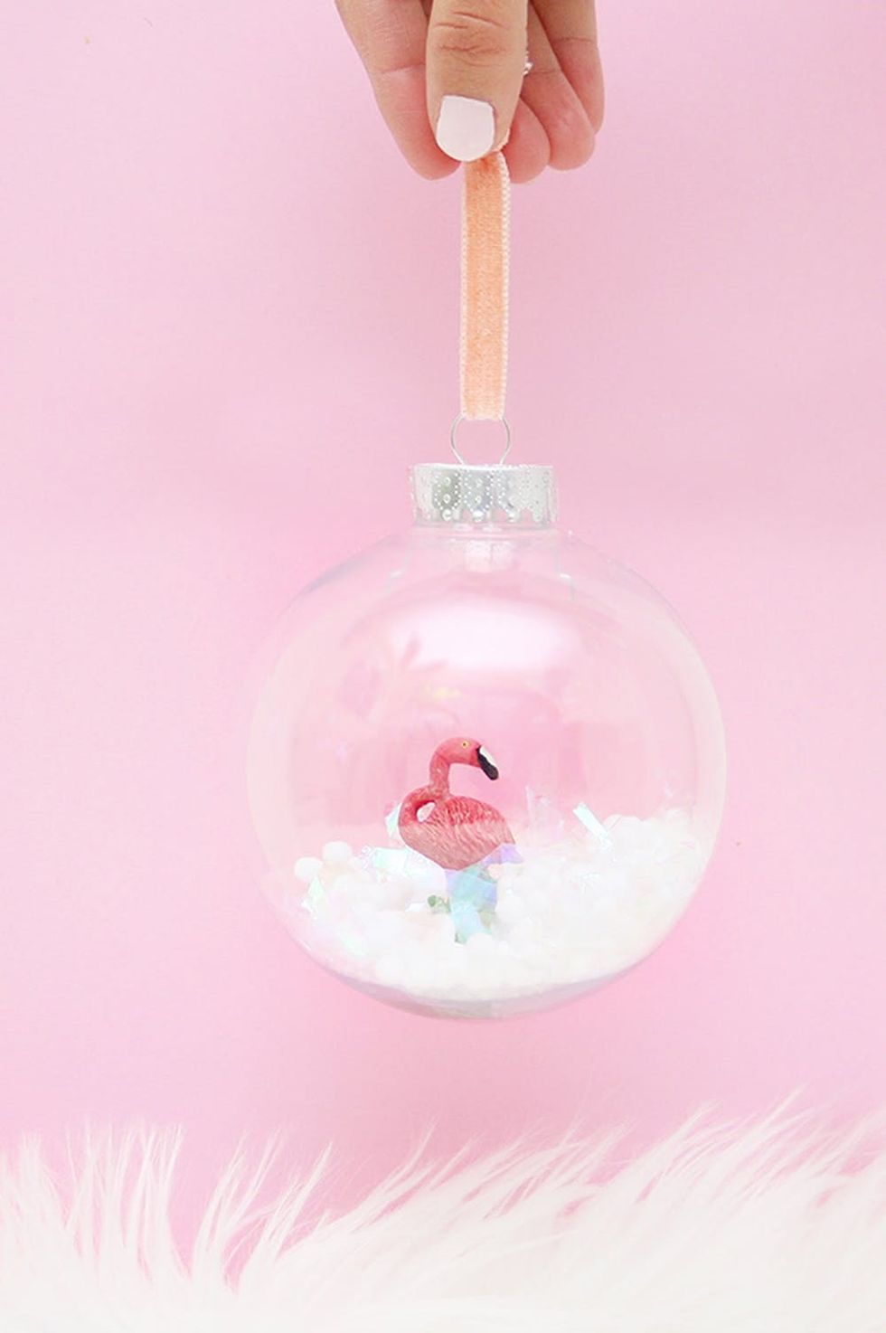 DIY Flamingo Snow Globe Ornaments