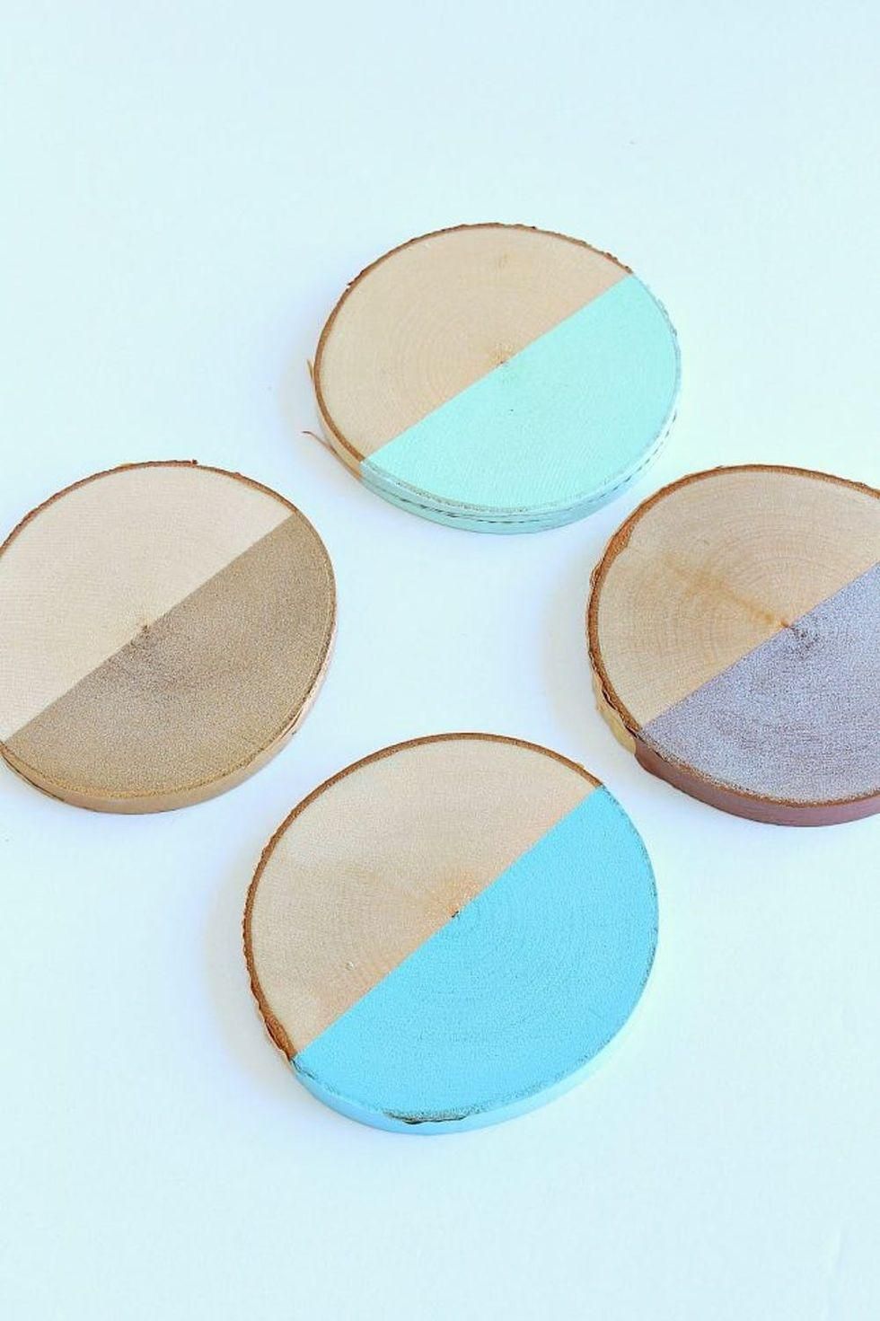 DIY Painted Birch Slice Coasters