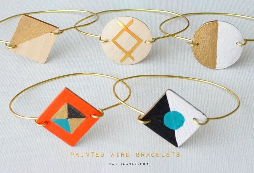 diy painted wood wire bracelets